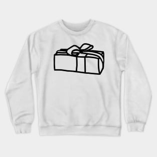 One Wrapped Gift Box Minimal Line Drawing at Christmas Crewneck Sweatshirt